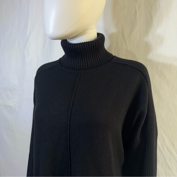 Anrabess Women’s Black Oversized Seam Front Turtleneck Pullover - Picture 2 of 6